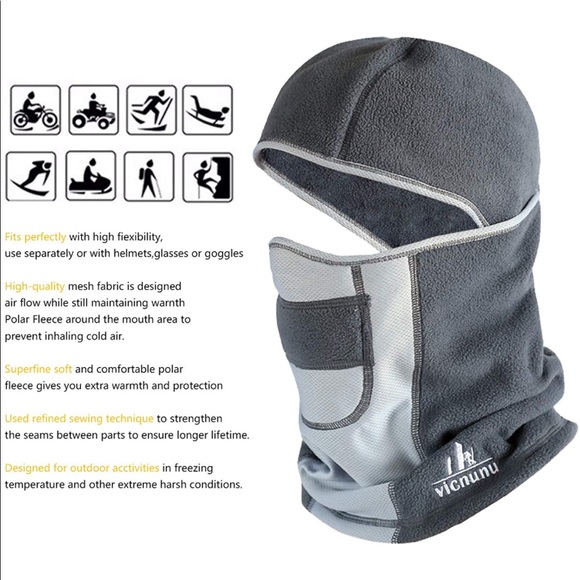 vicnunu Balaclava Ski Mask Winter Windproof Warm Mask Thermal Fleece - Picture 6 of 13